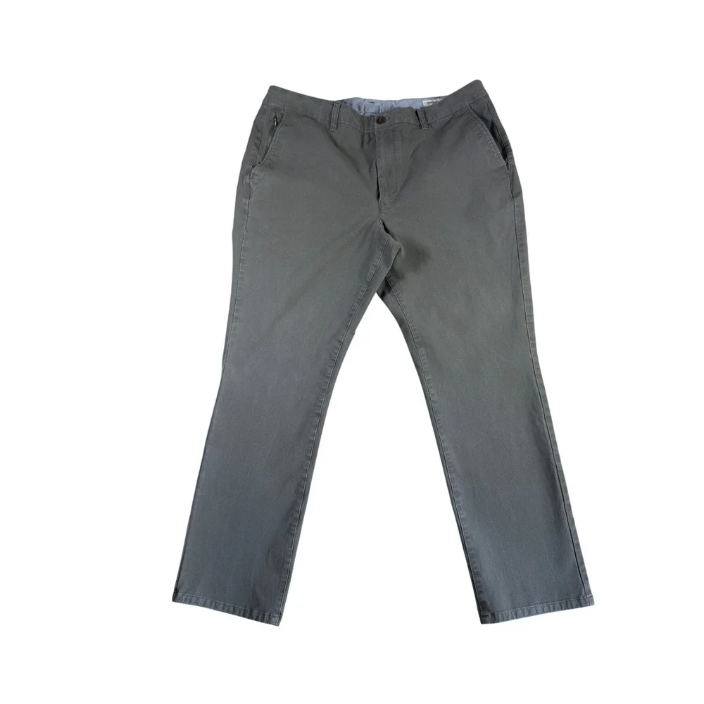 Bonobos Mens Gray Straight Leg Chino Pants 38x30 Business Casual Trousers 0078